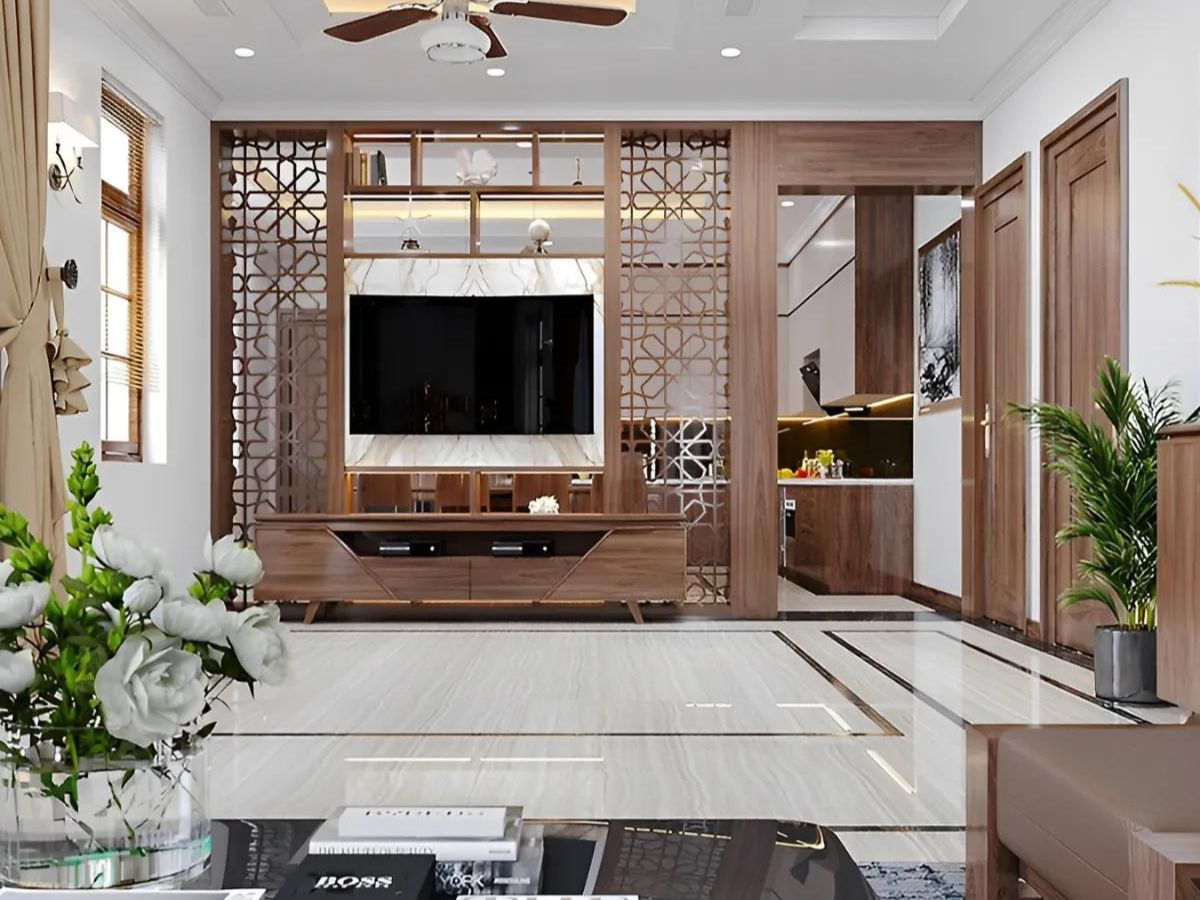 Kệ tivi kết hợp vách ngăn trang trí